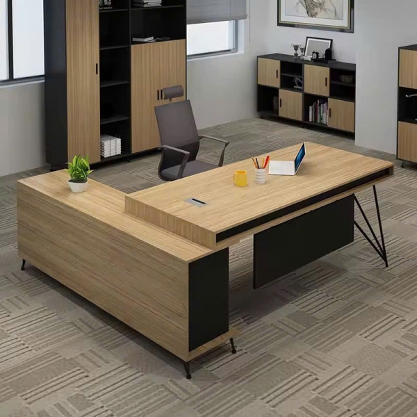 Bàn Giám Đốc Chữ L Gỗ MDF Có Tủ Phụ Hiện Đại – BGD104