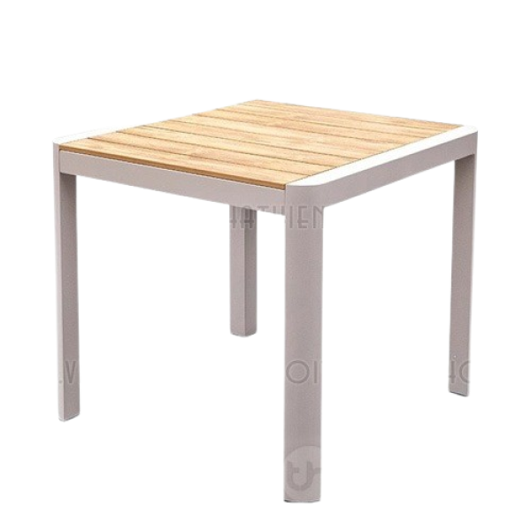 Bàn cafe sân vườn khung nhôm mặt gỗ polywood- Mã: T1901S