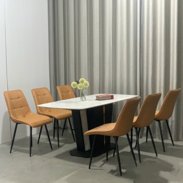 Bộ bàn ăn mặt đá 6 ghế hiện đại- Mã: T1132-6×2137