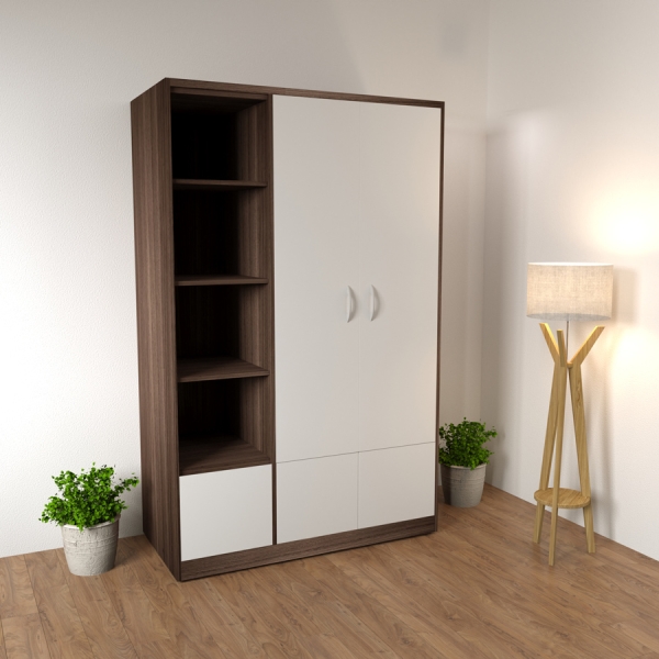 tủ quần áo 2 cánh kệ trang trí hông TA-112