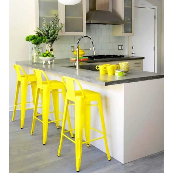 Ghế quầy bar tolix chân cao có lưng dựa – Mã: 304