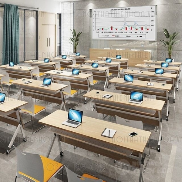 Bàn đào tạo training gấp gọn màu trắng
