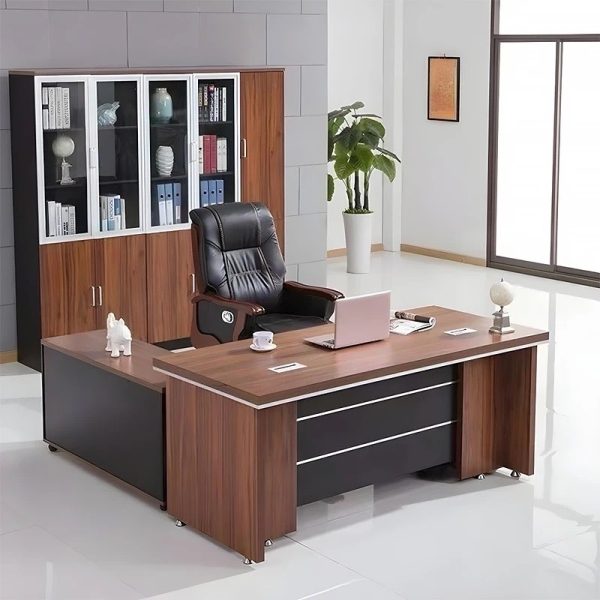 Bàn Giám Đốc Góc L Viền Sọc 1m6x80 – BGĐ70