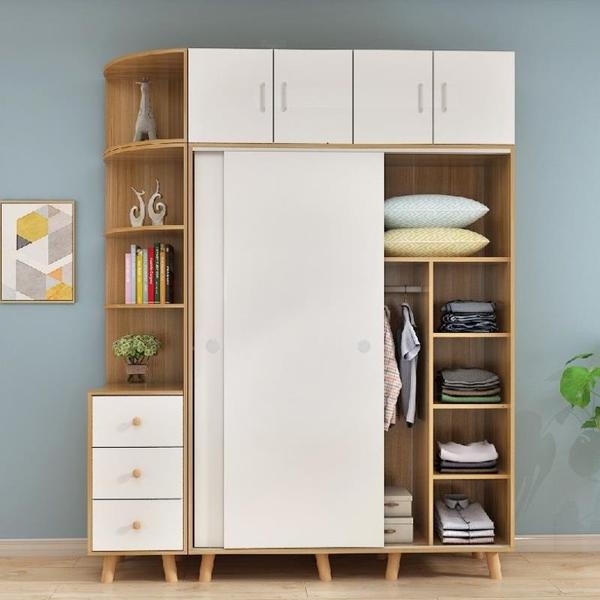 Tủ quần áo cánh lùa kèm kệ trang trí gỗ công nghiệp TA-147