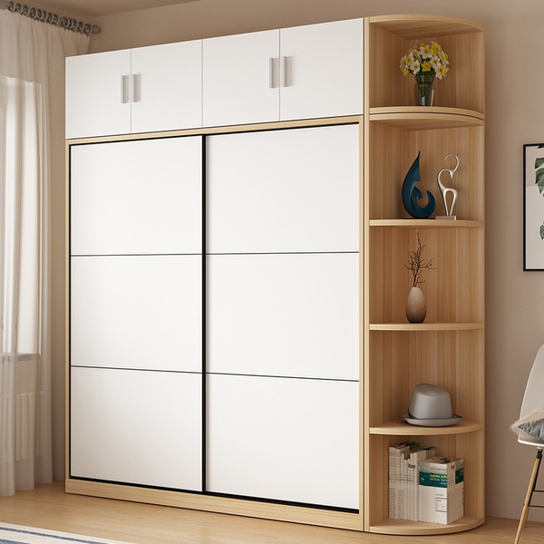Tủ quần áo 2 cánh lùa kèm kệ trang trí gỗ công nghiệp TA-141