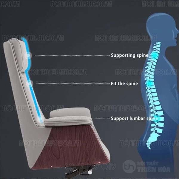 Ghế giám đốc da thiết kế công thái học màu đen