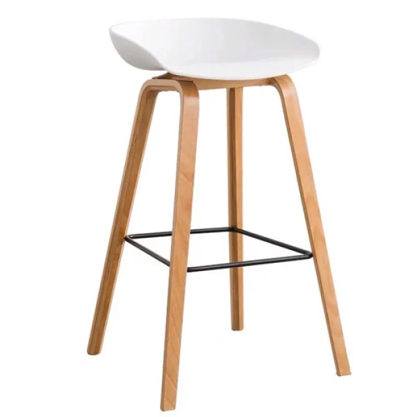 Ghế quầy bar hay stool lưng nhựa chân gỗ nhập khẩu- Mã 403A