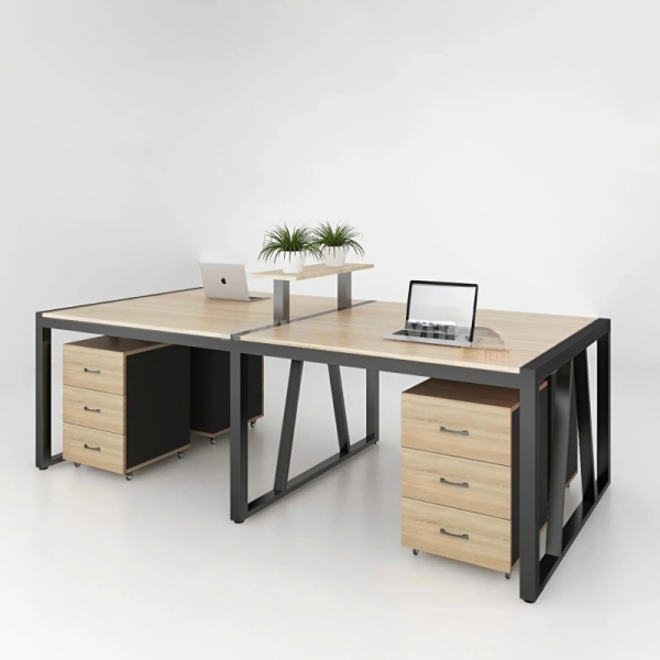 Cụm Bàn Làm Việc 4 Người Chân Sắt Sơn Tĩnh Điện 2m4 – BC56