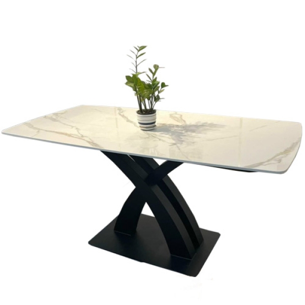 Bàn ăn mặt đá ceramic chân thép sơn tĩnh điện- Mã: T1146