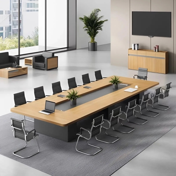 Bàn Họp Văn Phòng Hình Chữ Nhật Bo Viền 3m2 – BH21