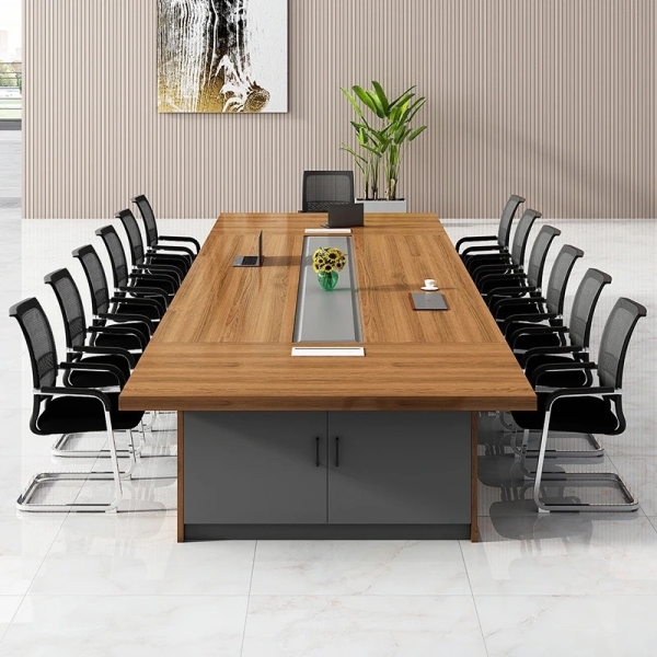 Bàn Họp Văn Phòng Gỗ MDF Màu Vân Tự Nhiên – BH41