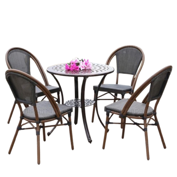 Bộ bàn ghế ngoài trời nhôm đúc vải lưới- Mã: T145-4x282A