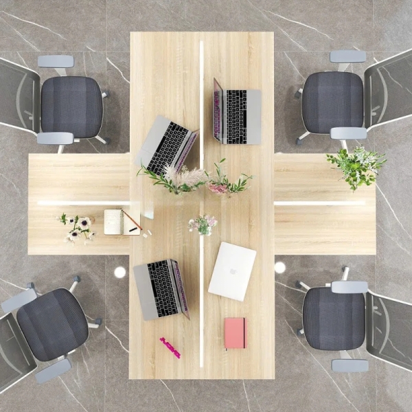 Cụm Bàn Làm Việc 4 Người Thiết Kế Đơn Giản Sáng Tạo – BC124