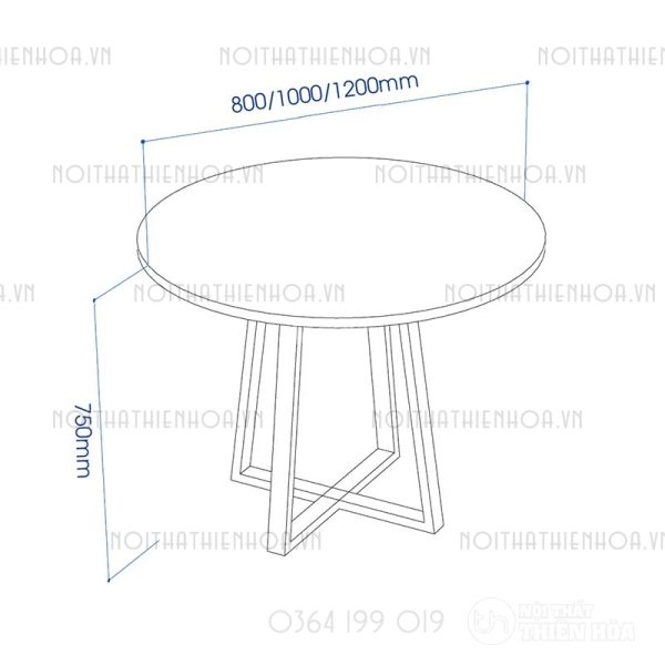 Bàn tròn chân sắt B02-80-T