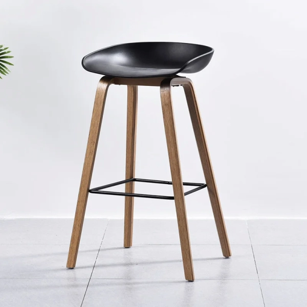 Ghế quầy bar hay stool lưng nhựa chân gỗ nhập khẩu- Mã 403A