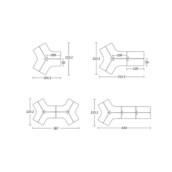 Bàn làm việc cụm 5 người hệ Cone Space (ZikZak)