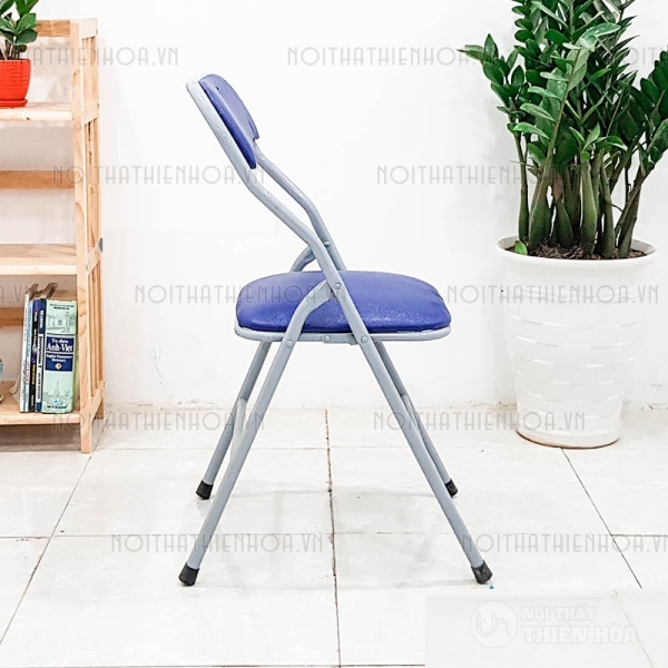 Ghế gấp lưng ngắn xanh chân sơn