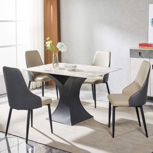 Bộ bàn ăn 4 ghế mặt đá hiện đại- Mã: T1120-4×2145