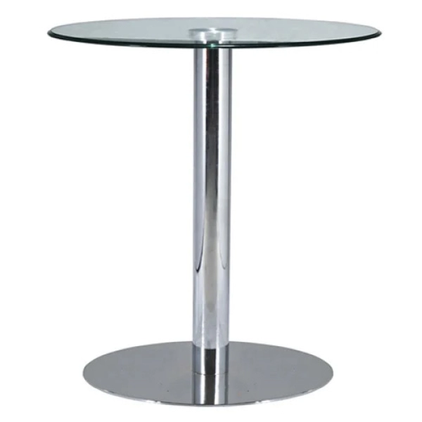 Bàn cafe tiếp khách mặt kính chân trụ inox – Mã : T114K