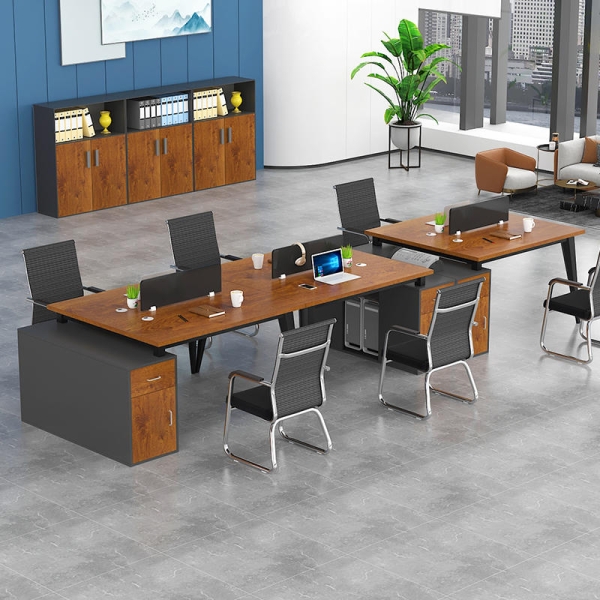 Cụm bàn làm việc 4 người chân côn tròn
