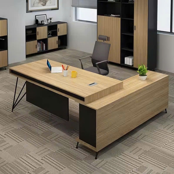 Bàn Giám Đốc Chữ L Gỗ MDF Có Tủ Phụ Hiện Đại – BGD104
