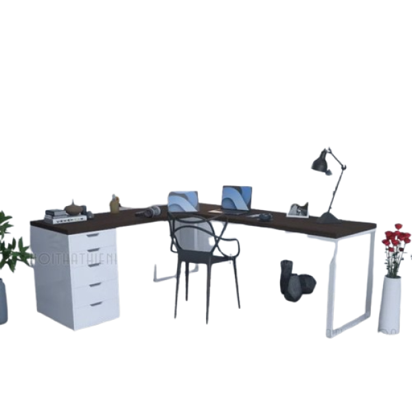 Bàn làm việc ikea chữ L chân sắt