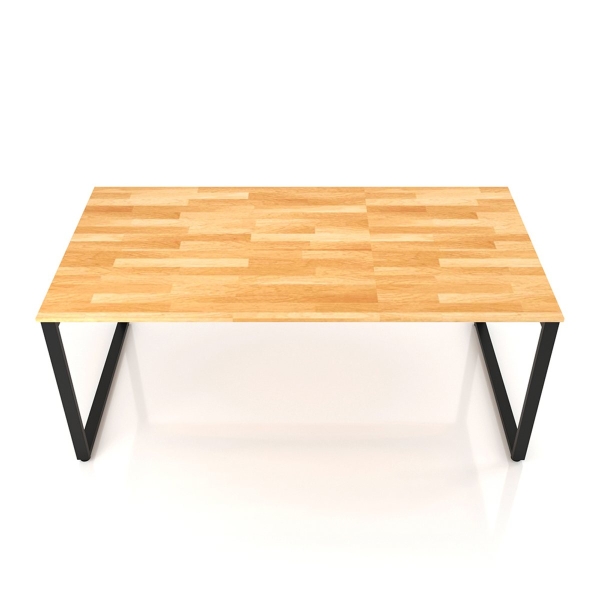 Bàn họp mặt gỗ tự nhiên chân sắt giá rẻ 03