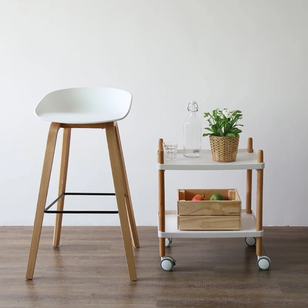 Ghế quầy bar hay stool lưng nhựa chân gỗ nhập khẩu- Mã 403A
