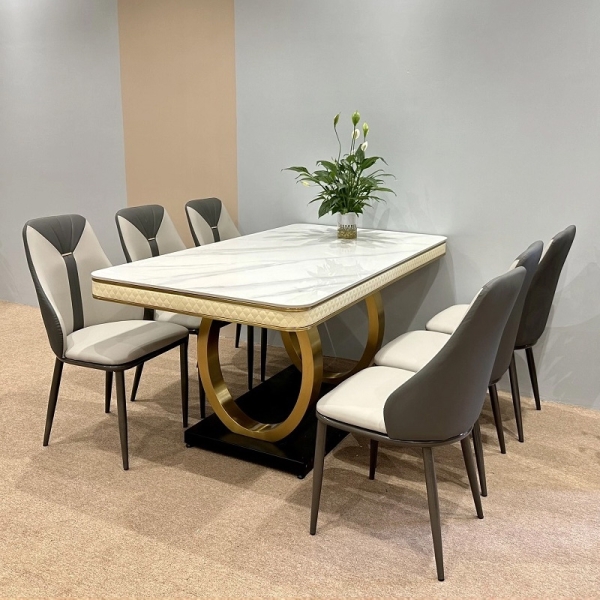 Bộ bàn ăn mặt đá 6 ghế cao cấp- Mã: T1139-16-6×2143