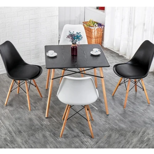 Ghế cafe fastfood nhựa lót nệm chân gỗ đan- Mã: 205A