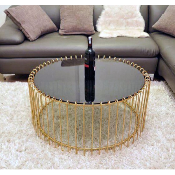 Bàn trà sofa hình tron, khung sắt lan 06