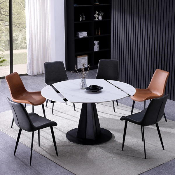 Bộ bàn ăn tròn mặt đá thông minh- Mã: T1106-6×2109