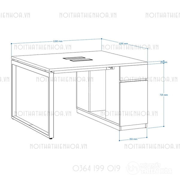 Module bàn 2 người 1m2 Eos EU1212-TP7-1