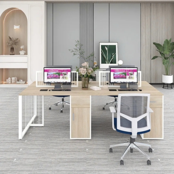 Cụm Bàn Làm Việc 4 Người Tối Giản Hiện Đại – CB128