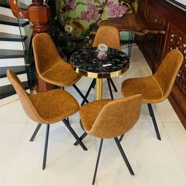 Bàn cafe tiếp khách chân mạ vàng – Mã : T131