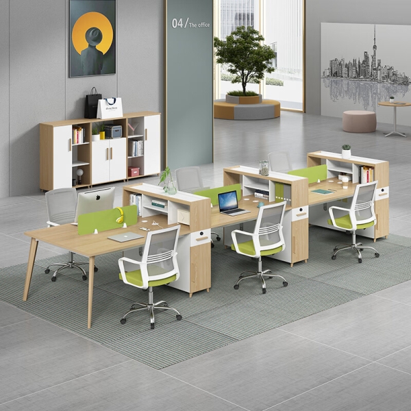 Cụm bàn làm việc 6 người Cosi chân gỗ