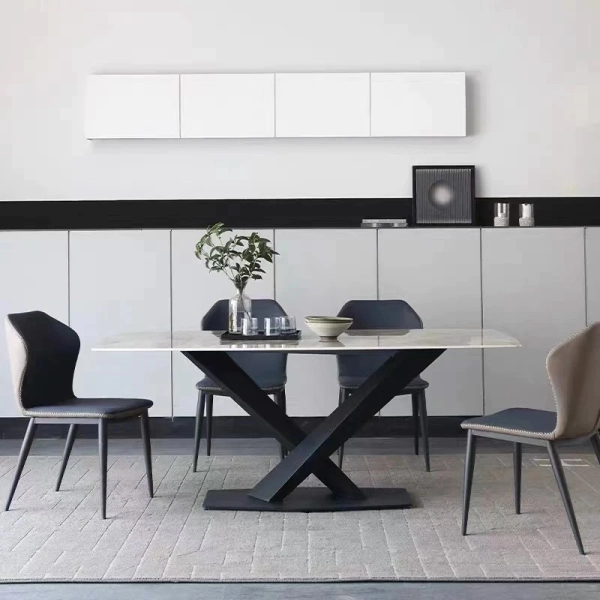 Bộ bàn ăn mặt đá chân chữ X 4 ghế- Mã: T179-14-4×2119