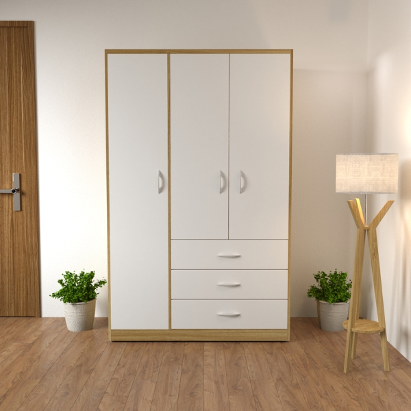 tủ quần áo 3 cánh ngăn kéo góc TA-105