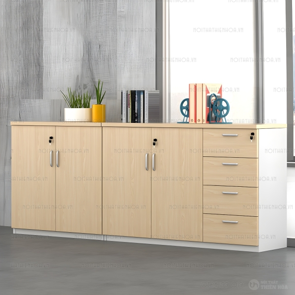Tủ tài liệu thấp 4 cánh 3 ngăn kéo