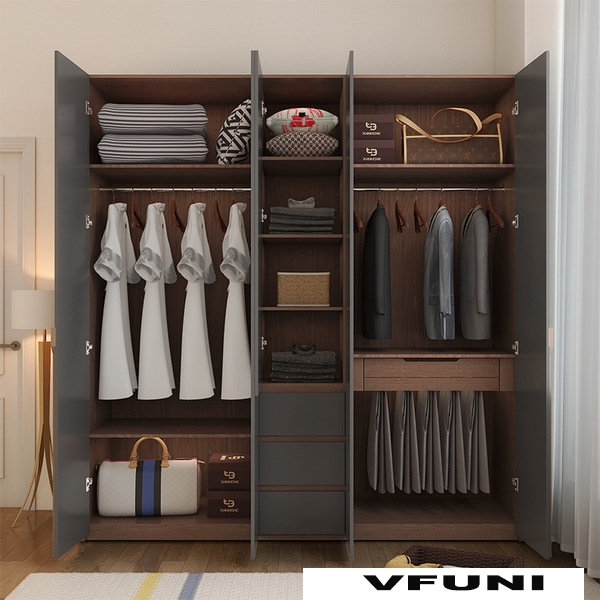 Tủ quần áo 4 cánh mở gỗ công nghiệp TA-155