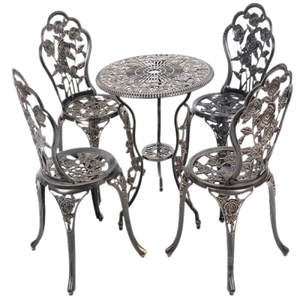 Bộ bàn ghế cafe nhôm đúc nghệ thuật sân vườn- Mã: T143A-4x276A