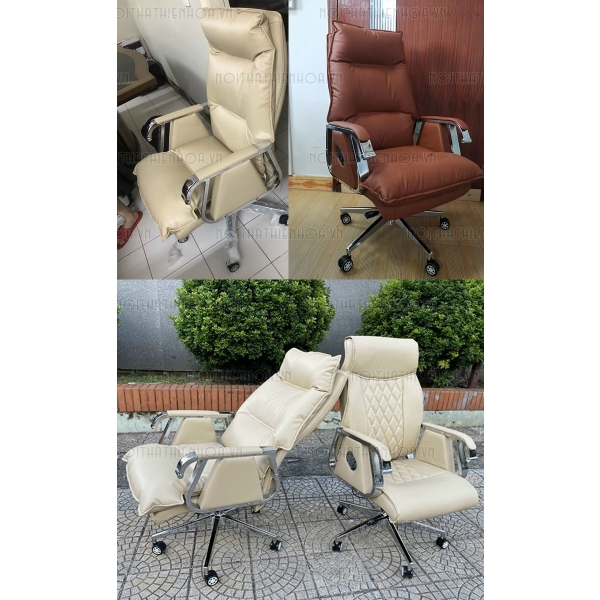 Ghế giám đốc lãnh đạo bọc da cao cấp màu nâu