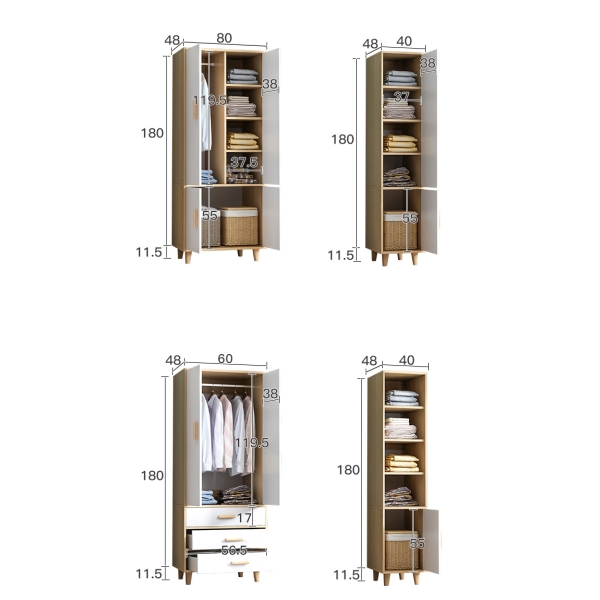 Tủ quần áo cánh mở kèm kệ trang trí gỗ công nghiệp TA-154