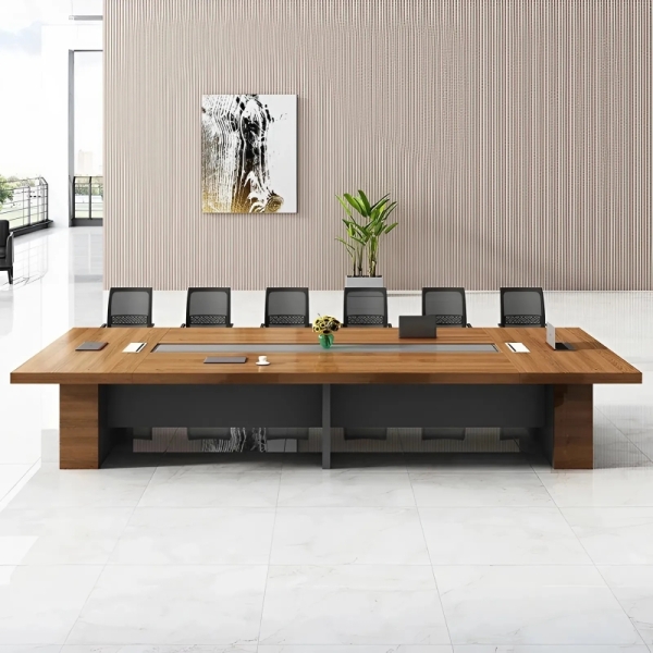 Bàn Họp Văn Phòng Gỗ MDF Màu Vân Tự Nhiên – BH41