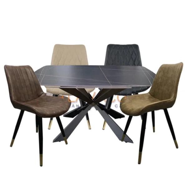 Bộ bàn ăn mặt đá hình chữ nhật 4 ghế – Mã: T163-4x269A