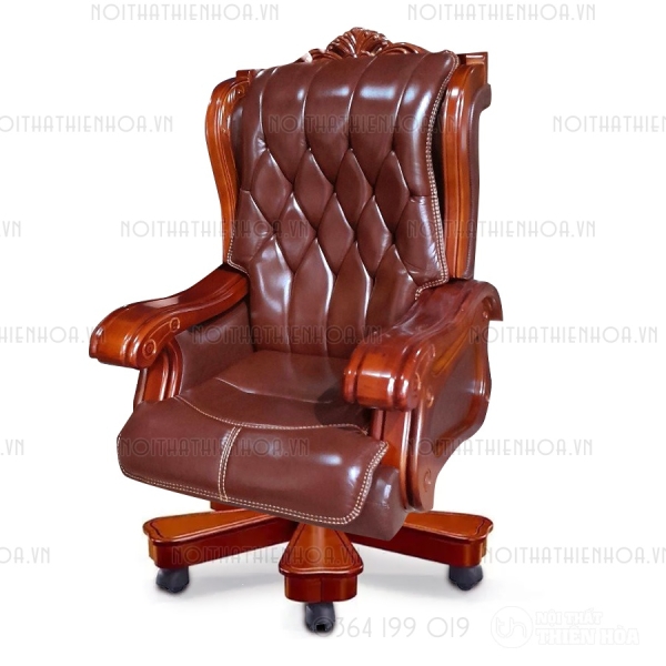 Ghế làm việc chủ tịch, lãnh đạo da thật nhập khẩu GD010