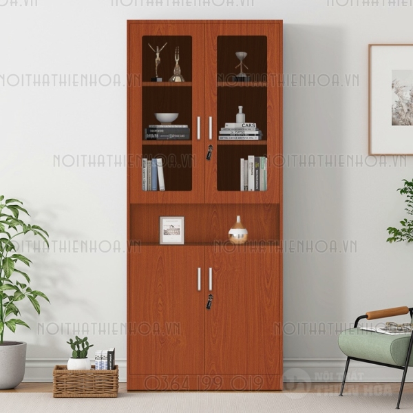 Tủ hồ sơ gỗ kính 3 cánh