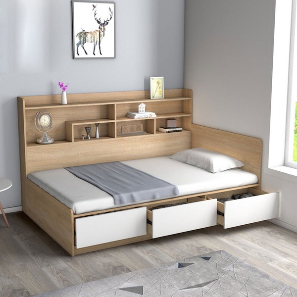 Giường ngủ đa năng kèm ngăn kéo và kệ trang trí hông GN-11