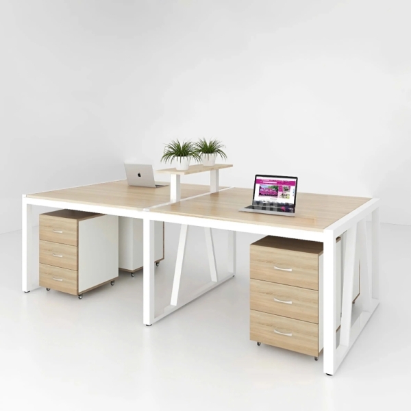 Cụm Bàn Làm Việc 4 Người Chân Sắt Sơn Tĩnh Điện 2m4 – BC56