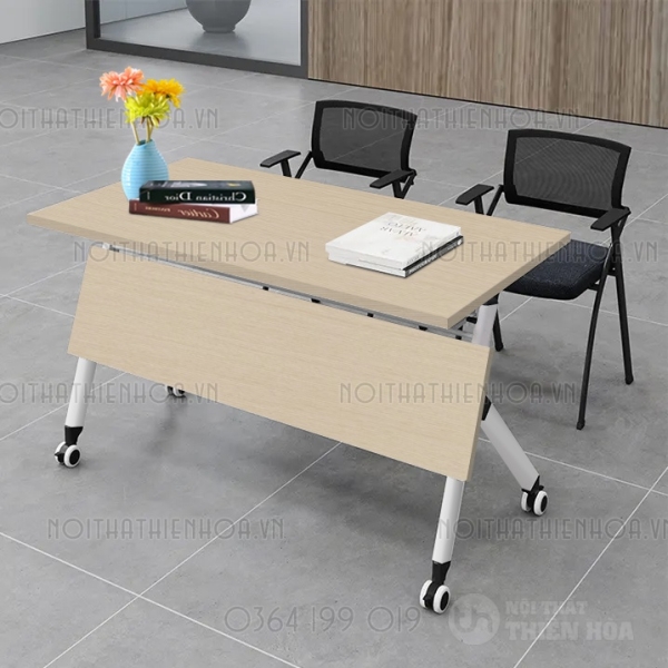 Bàn đào tạo training gấp gọn màu trắng
